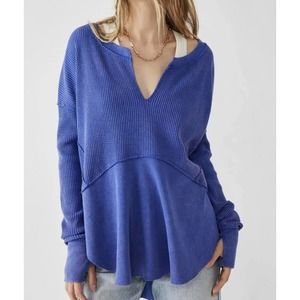 NWT Free People We The‎ Free Womens Monterey Thermal Top XS Electric Indigo